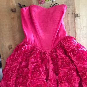 Pink Satin Rose Dress Betsey Johnson